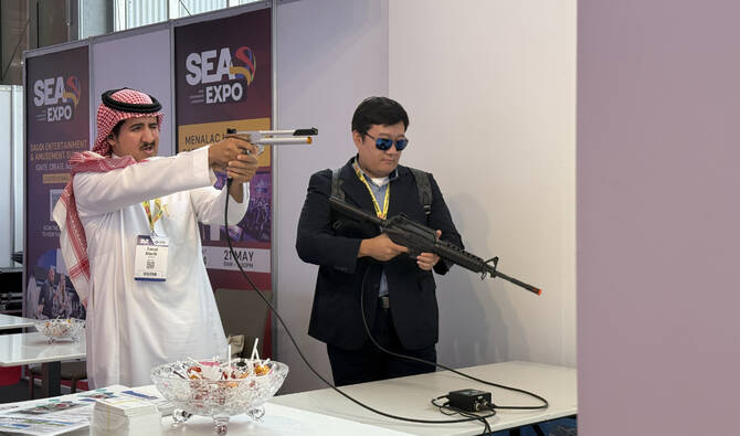 With 350 exhibitors plus talks and discussions with industry leaders from around the world, the three-day Saudi Entertainment and Amusement Expo will conclude on May 22.(AN Photo by Rahaf Jambi)