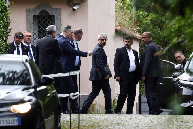 FILE PHOTO: Members of the Iranian delegation leave the Omani embassy, where the fifth round of U.S.-Iran talks takes place, in Rome, Italy, May 23, 2025. (Reuters)