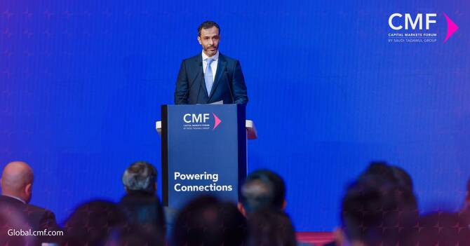 Mohammed Al-Rumaih, CEO of the Saudi Exchange, speaks at the Capital Markets Forum hosted by Saudi Tadawul Group and Hong Kong Exchanges and Clearing Ltd. Photo/Supplied