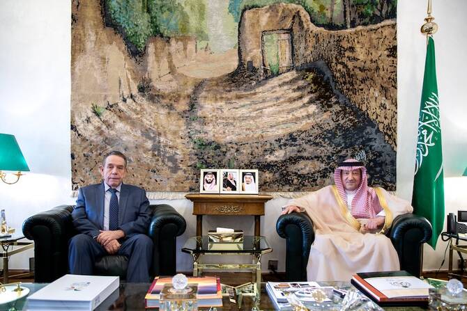 The message was delivered to Deputy Foreign Minister Walid bin Abdulkarim Al-Khuraiji during his meeting in Riyadh with Russian Ambassador Sergei Kozlov. (SPA)