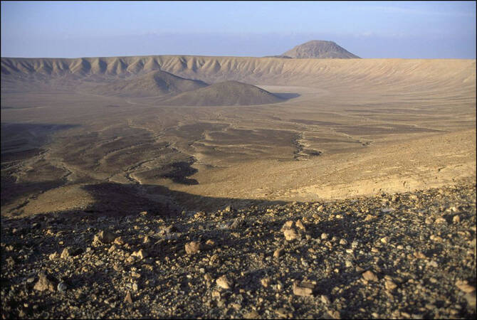 A view of Harrat Khaybar in Madinah. From stark black cones to craters that plunge deep into the Earth, Saudi Arabia’s volcanic landscape offers some of the most breathtaking geological sights in the region. (Gamma-Rapho via Getty Images)