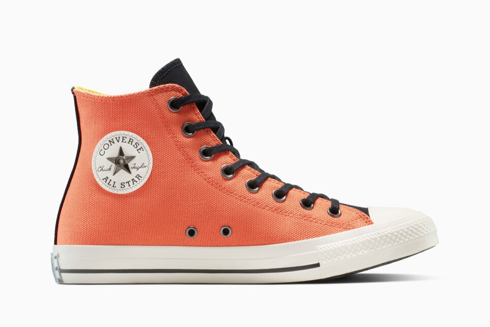 The iconic high-top silhouette echoes the color palette worn by Kakashi in the manga series, with Converse's distinct colors of grey and blue. (Converse)