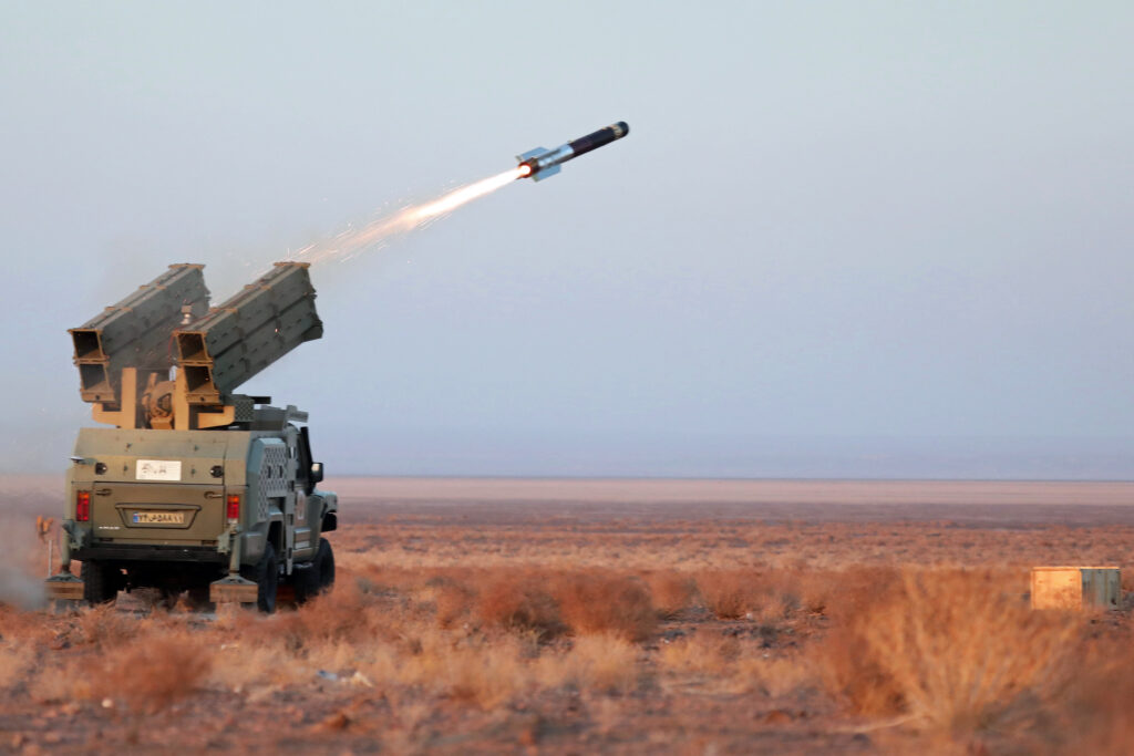 A missile defense system during a military drill at an undisclosed location in Iran. (AFP)