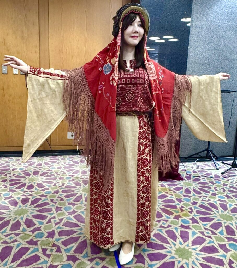 On the sidelines of this event was a unique exhibition featuring the art of Palestinian embroidery woven alongside the elegance and traditions of Japanese obi. (Supplied)