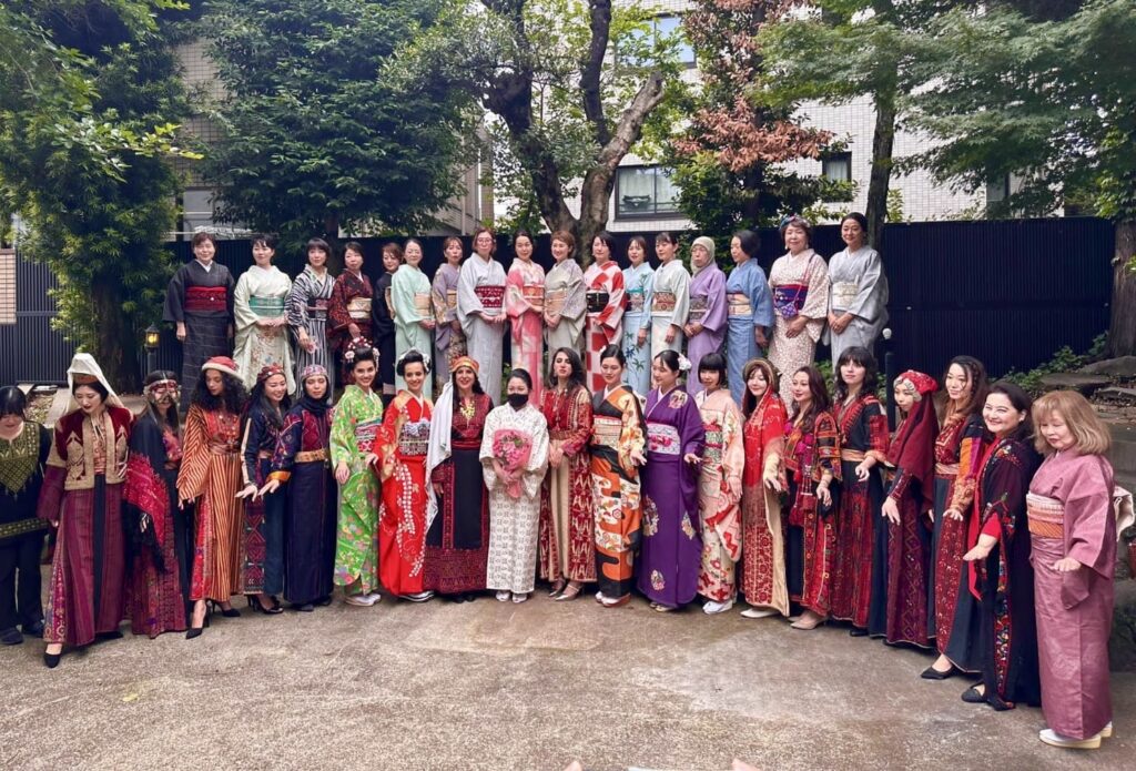 On the sidelines of this event was a unique exhibition featuring the art of Palestinian embroidery woven alongside the elegance and traditions of Japanese obi. (Supplied)