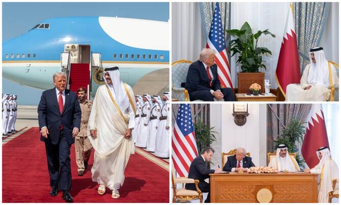 Qatari Emir Sheikh Tamim bin Hamad Al-Thani and US President Donald Trump oversaw the signing of several major agreements and memorandums of understanding on Wednesday during a state visit to Doha. (QNA)