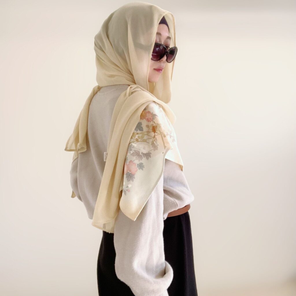 The concept of xiaxia hijab is combining the beauty of kimono and hijab and share the allure of both with a wider audience. (Supplied)