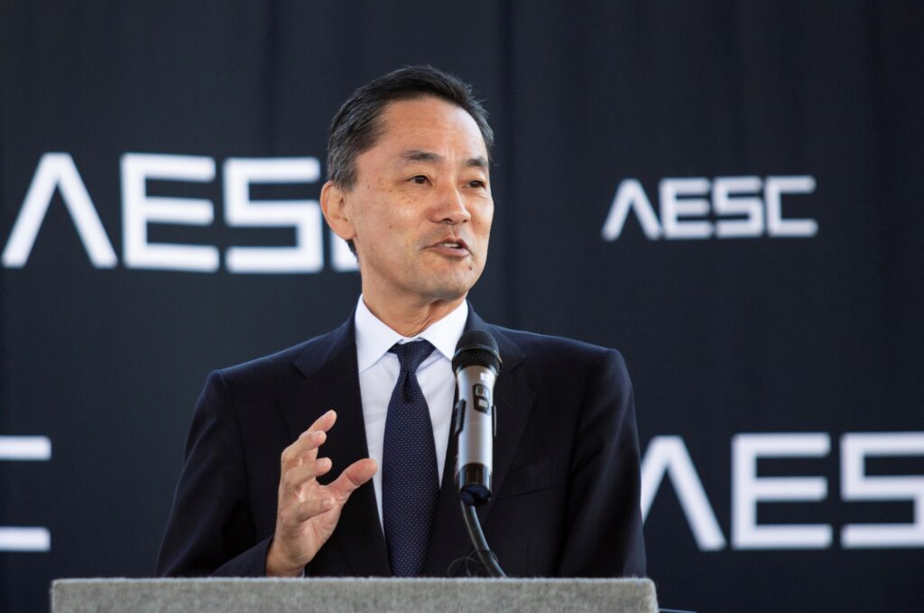 AESC Group CEO Shoichi Matsumoto speaks at the