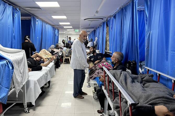Israeli forces destroyed the Noura Al-Kaabi Dialysis Center in northern Gaza. (Wafa)