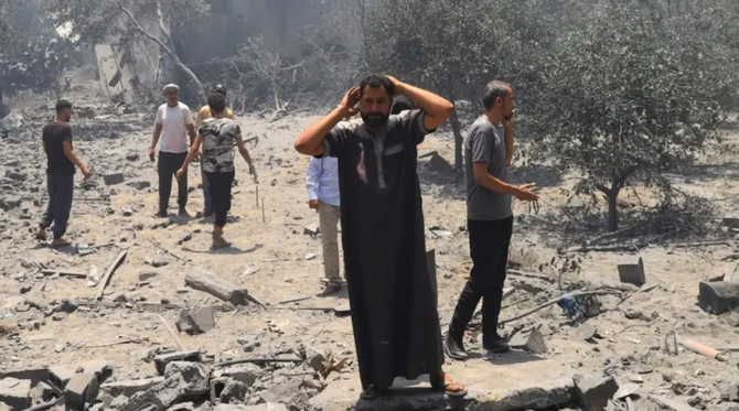 A man reacts at the site of an Israeli strike on a house, in Gaza City, on June 7, 2025. (Reuters)