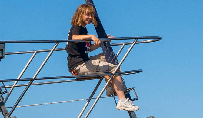 Activist Greta Thunberg sits aboard the aid ship Madleen, which left the Italian port of Catania on June 1 to travel to Gaza to deliver humanitarian aid, in this picture released on June 2, 2025 on social media. (REUTERS)