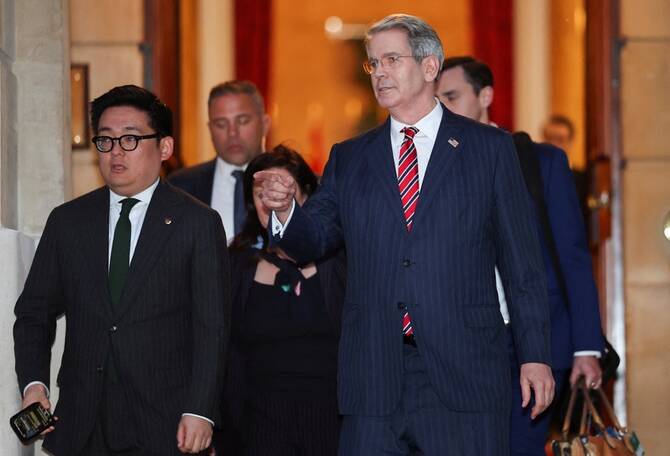 US Treasury Secretary Scott Bessent leaves on his way back to the US, while trade talks between the U.S. and China continue, in London, Britain, June 10, 2025. (Reuters)