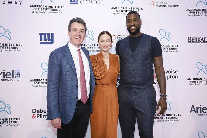 Emily Blunt attended the American Institute for Stuttering's Annual Gala in New York late last week in a gown from Lebanese label Elie Saab. (Getty Images)