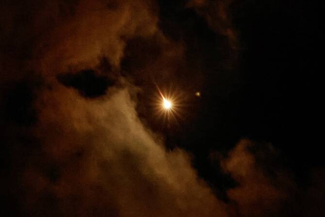 A missile launched from Iran towards Israel is seen from Tubas, in the Israeli-occupied West Bank. (Reuters)