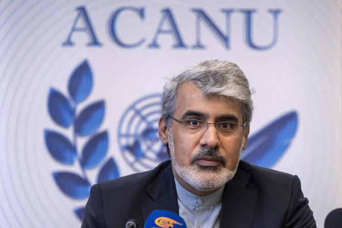 Iran’s envoy to UN in Geneva Ali Bahreini also called US president Donald Trump’s remarks ‘completely unwarranted and very hostile’. (Keystone via AP)