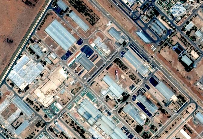 This handout satellite image provided by Maxar Technologies shows the Isfahan nuclear enrichment facility in central Iran, June 3, 2025. (AFP)