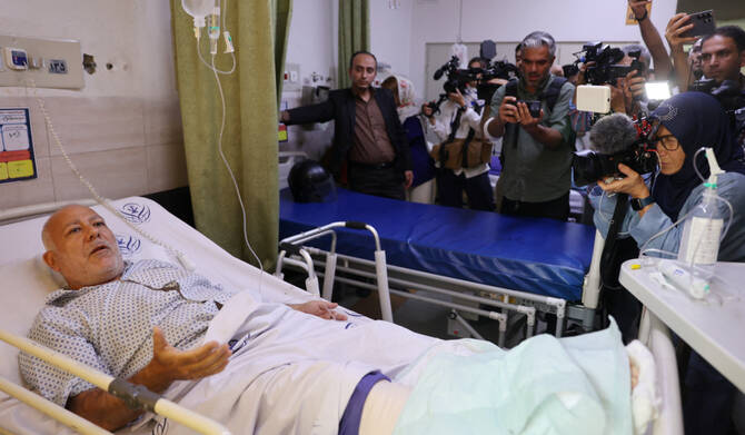 An injured man is treated in a hospital, amid the Iran-Israel conflict, in Tehran, Iran, June 21, 2025. (REUTERS)