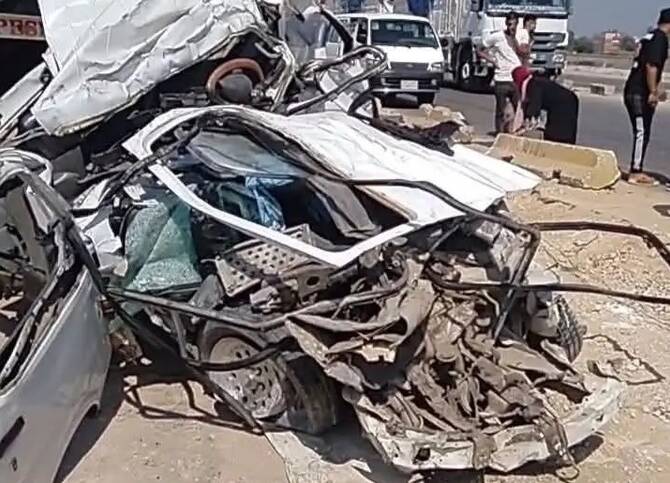 The accident happened when a truck collided with the minibus carrying the laborers in the Nile Delta. (Screenshot/Social Media)