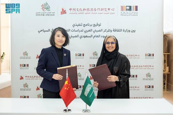 Program in Diriyah to enhance cultural collaboration between Saudi Arabia and China was signed by Deputy Minister for Research and Cultural Heritage Affairs Maha Abdullah Alsenan and Cheng Wei, vice president of Beijing International Studies University. (SPA)