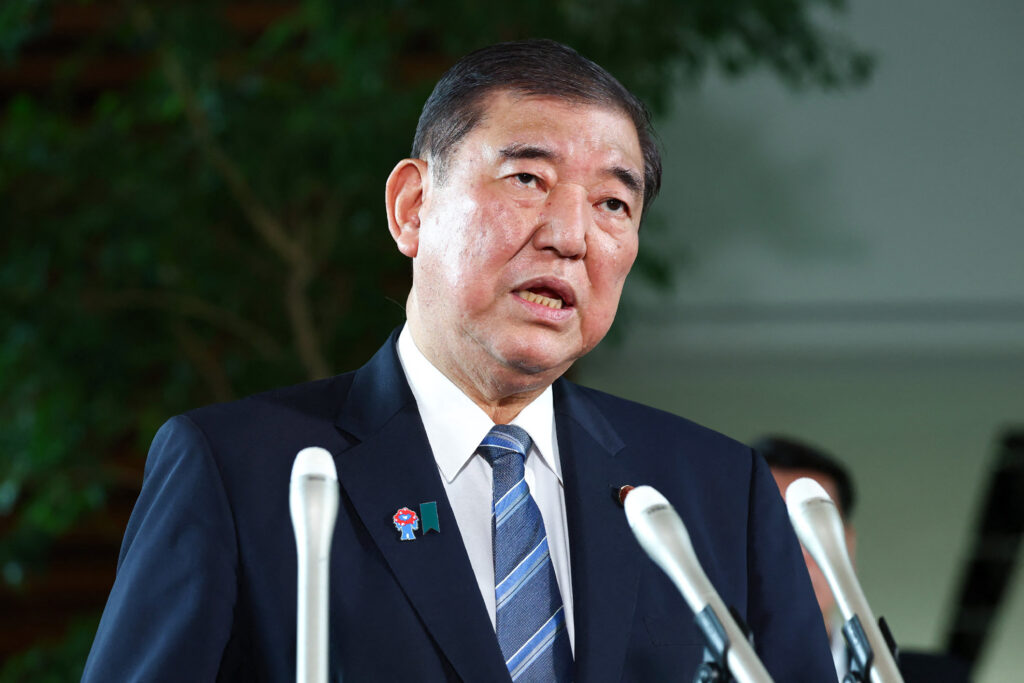 The Ishiba Cabinet’s approval rating rose 6.8 points from last month, while the disapproval rating was 46.4 percent. (AFP)