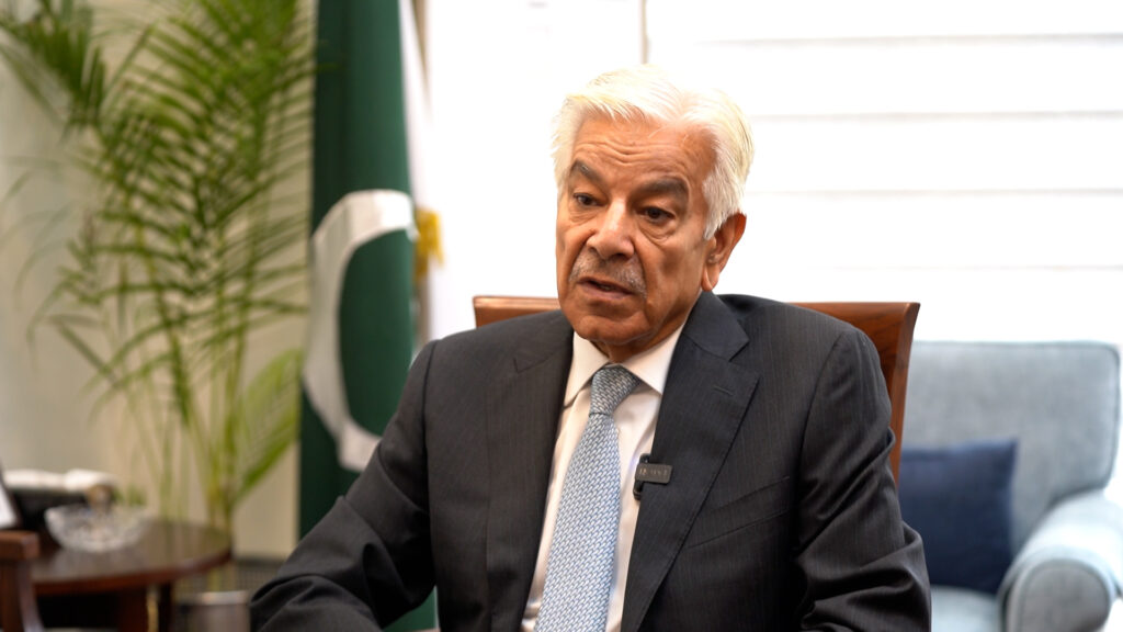 Pakistan’s Defense Minister Khawaja Asif speaks with Arab News Pakistan in Islamabad, Pakistan, on June 17, 2025. (AN photo)