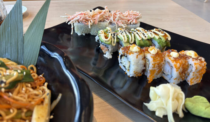 A trio of rolls, each with a different story: creamy, crunchy, and perfectly layered. Kimono brings personality to every bite. (AN photo by Waad Hussain)