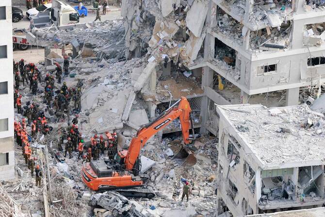 View of destruction amid missile strikes between Israel and Iran, which erupted on Friday. (AFP)
