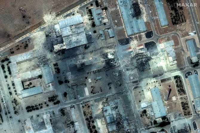 Satellite image shows a close up view of destroyed buildings at Isfahan Nuclear Technology Center, after it was hit by US airstrikes, June 22. (Reuters/MAXAR)