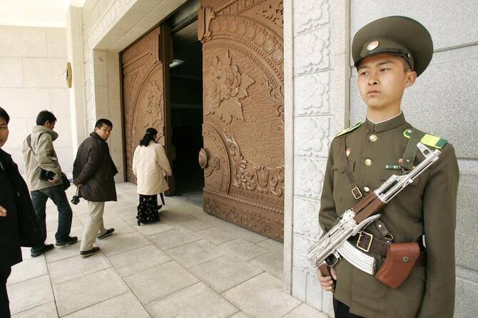 The itinerary includes the first Western visit in over five years to Mount Myohyang, above, a mystical peak boasting a museum of lavish gifts presented to former North Korean leaders. (AFP file photo)
