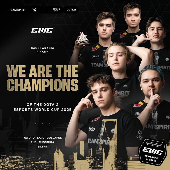 Team Spirit lost only one match on their road to the Championship. (X: @TSpirit_Dota2)