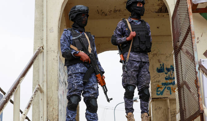 Houthi security personnel stand guard in Sanaa, Yemen July 20, 2025. (REUTERS)