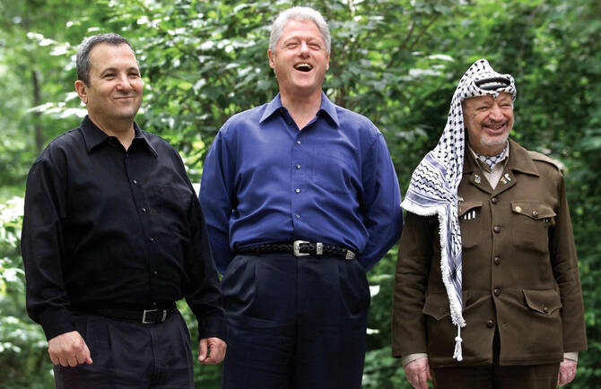 Twenty-five years after Israeli PM Ehud Barak, US President Bill Clinton and Palestinian leader Yasser Arafat met in Camp David, a peace deal remains elusive for Israelis and Palestinians as Gaza faces bombardment and starvation, under an Israeli invasion. (AFP file photo)