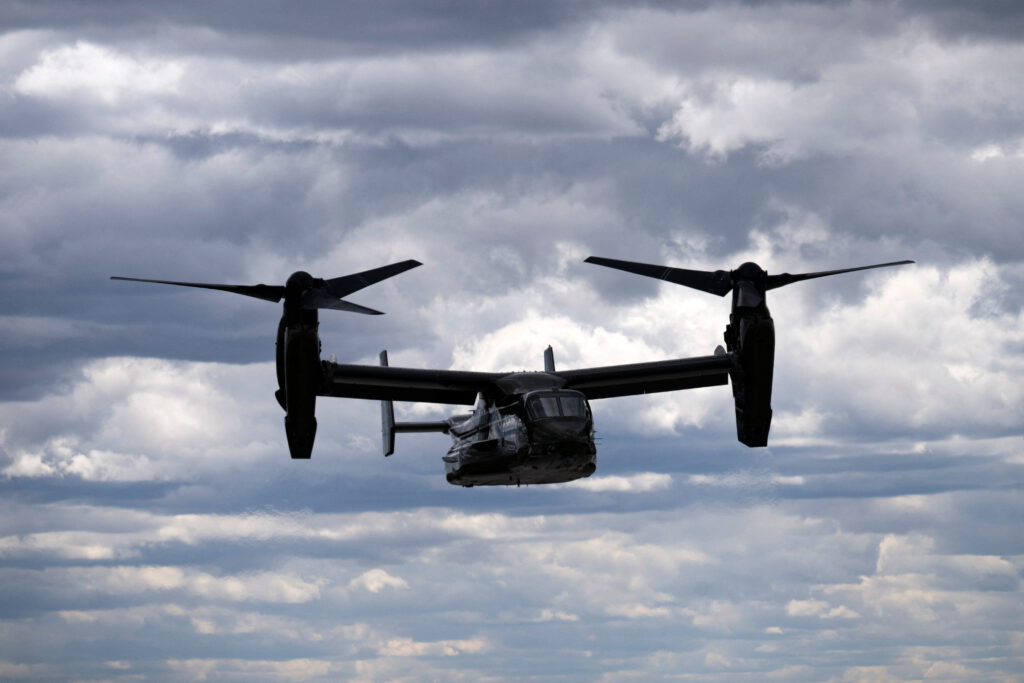 Ospreys can take off and land vertically like a helicopter and rotate their propellers forward to fly like a plane. (AFP)