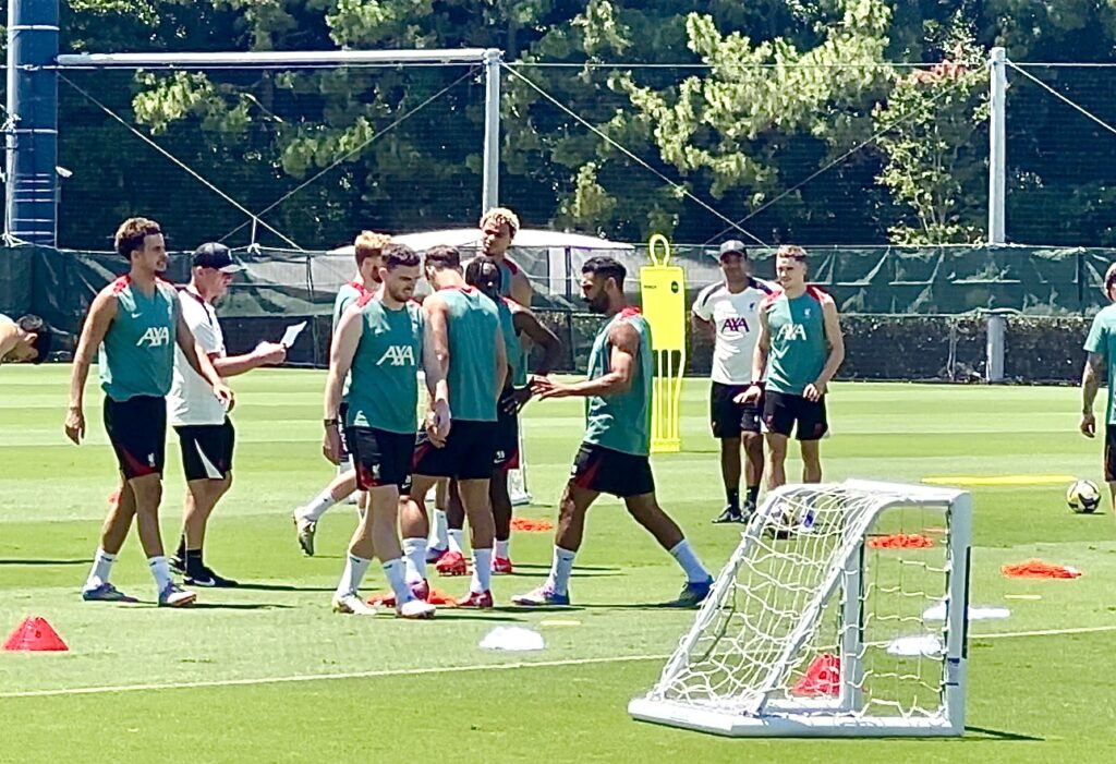 The Liverpool players trained at Mihama in Chiba Prefecture where temperatures have regularly exceeded 35 C in recent weeks. (ANJ)