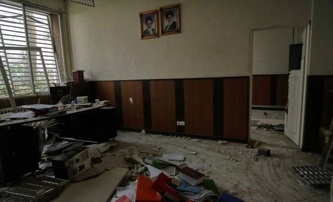 A damaged office in Evin prison following Israeli strikes, Tehran, Iran, Sunday, June 29, 2025. (AP Photo)