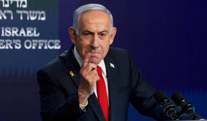 Israeli Prime Minister Benjamin Netanyahu speaks during a press conference, in Jerusalem, May 21, 2025. (REUTERS)