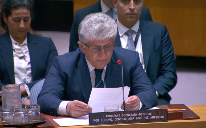 UN Assistant Secretary-General Miroslav Jenca told a UN Security Council meeting on the situation in Gaza that such a move “would risk catastrophic consequences.” (Screenshot/UNTV)