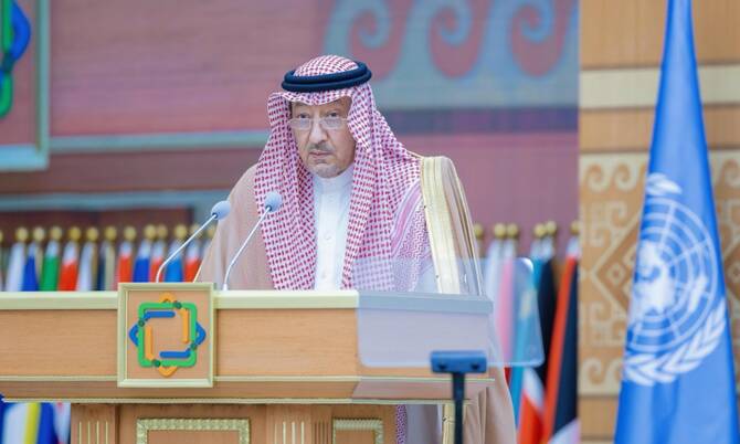 Saudi deputy foreign minister, Waleed Elkhereiji, delivered a speech at the Third UN Conference on Landlocked Developing Countries held in Turkmenistan. (SPA)