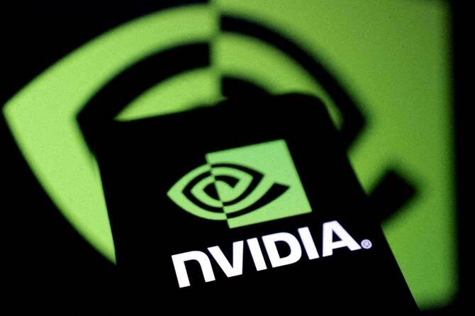 An illustration of the NVIDIA logo. (Reuters)