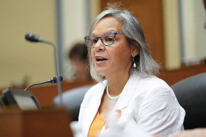 Congresswoman Robin Kelly speaks during a House Oversight and Government Reform Committee hearing on gun violence in 2022. (AP Photo)
