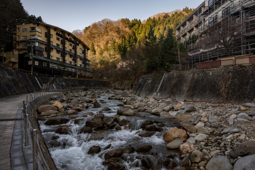 This picture taken on November 28, 2022 shows a general view of Tsuchiyu Onsen, a hot spring town in Fukushima prefecture. (AFP)
