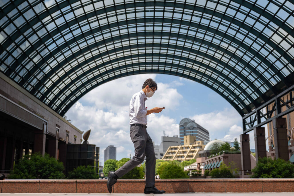 Japanese youth spend slightly over five hours on average a day online on weekdays, according to a survey published in March by the Children and Families Agency. (AFP)