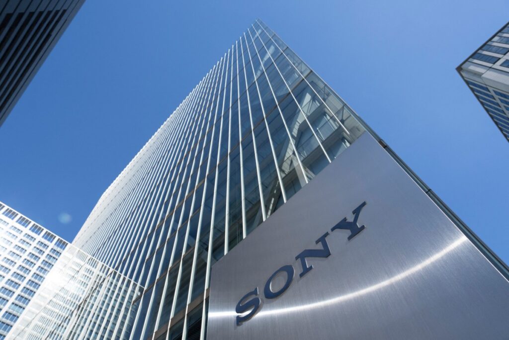 This general view shows the Sony logo outside the company's headquarters in Tokyo on February 10, 2025. (AFP)