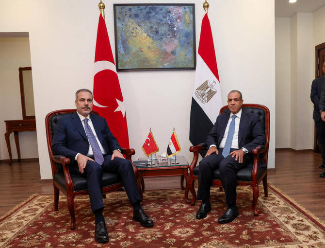 Turkish Foreign Minister Hakan Fidan meets with his Egyptian counterpart Badr Abdelatty inÂ El-Alamein Egypt, Aug. 9, 2025. (Reuters)