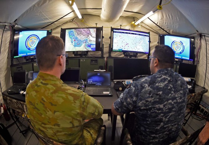 国際海事安全保障構造（IMSC）の司令センターがバーレーンの第5艦隊司令部に開設された。（AFP）