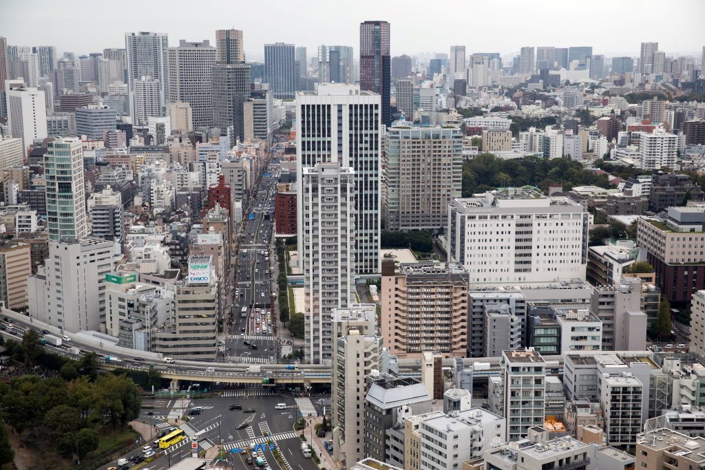 東京タワーから港区が見える。東京、 2019年10月24日。(AFP)