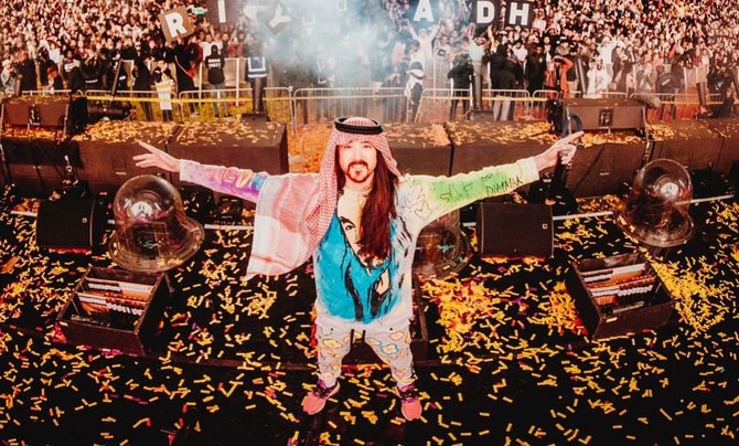 日系アメリカ人のDJスティーブ・アオキ・ヒロユキは、リヤドで開催されたMDL ビースト・ミュージックフェスティバルでファンを驚かせた。 (Twitter / @ steveaoki)