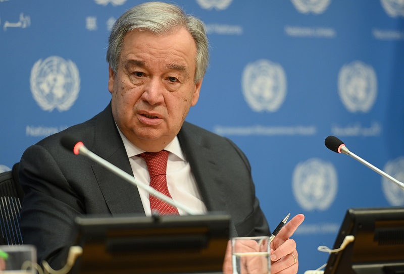国連のアントニオ・グテーレス事務総長は、「私たちは、シリアの紛争に軍事的解決策があるとは信じていません。私たちは何度も解決策は政治的なものだと言ってきました」と述べた。(AFP/ファイル)