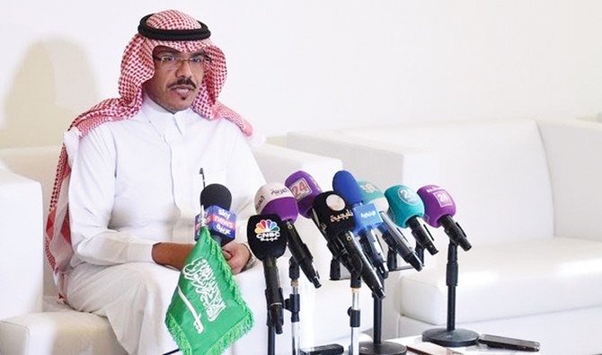 14日、リヤドで行われた記者会見で話すサウジアラビア保健省広報担当官、Mohammed Al-Abd Al-Aly博士（提供）