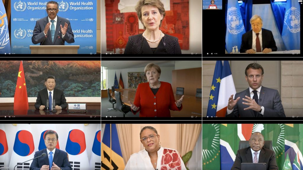 世界保健機関（WHO）世界会合の出席者たち。（Screengrab）